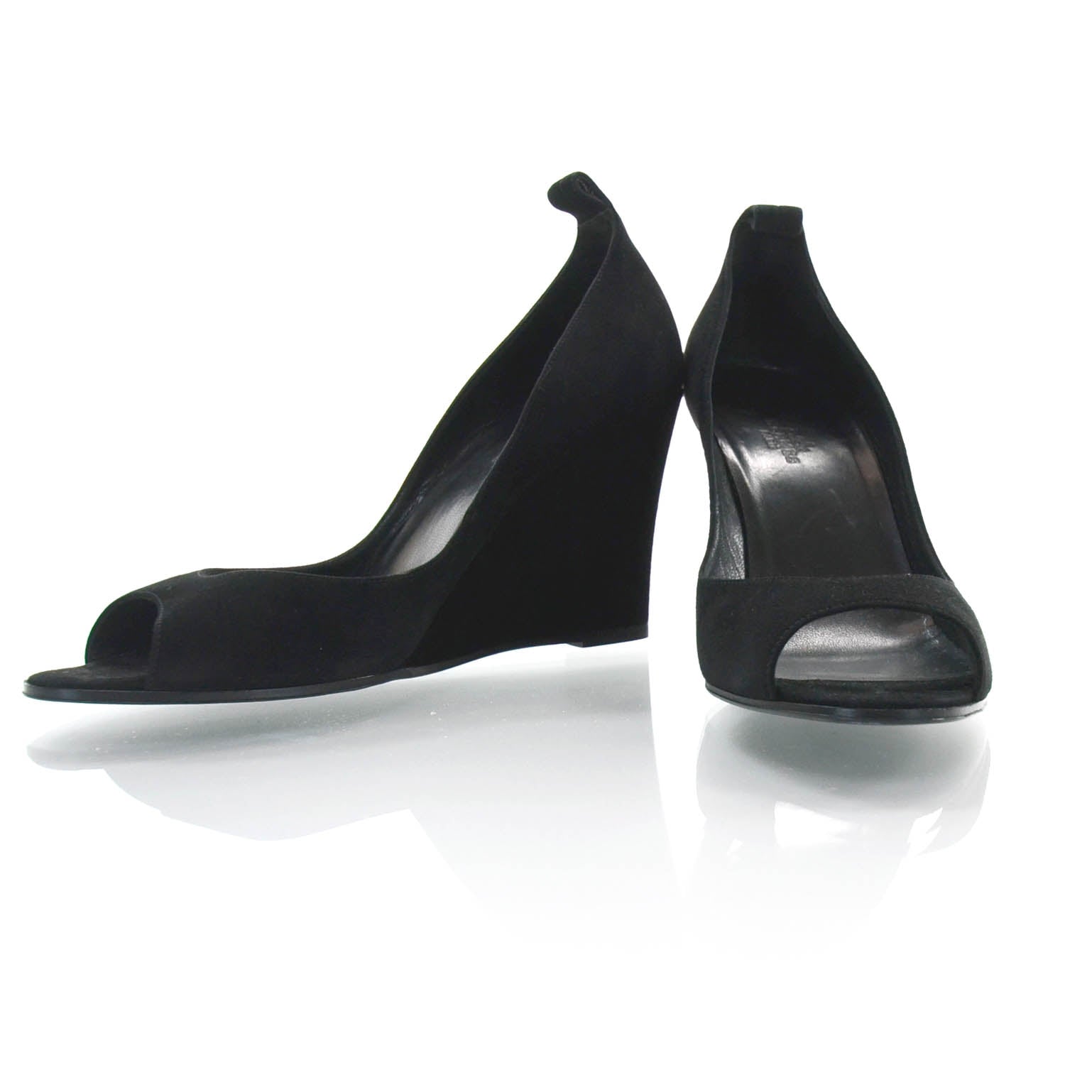 Hermes Veau Doblis Suede Wedges 39 Black 1 of 13