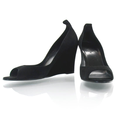 Hermes Veau Doblis Suede Wedges 39 Black 1 of 13