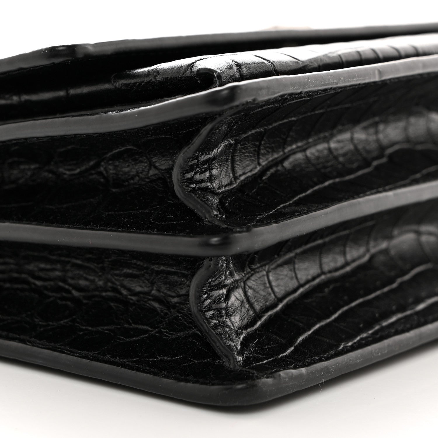 Saint Laurent Calfskin Crocodile Embossed Medium Monogram Sunset Black 9 of 10