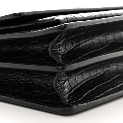 Saint Laurent Calfskin Crocodile Embossed Medium Monogram Sunset Black 9 of 10