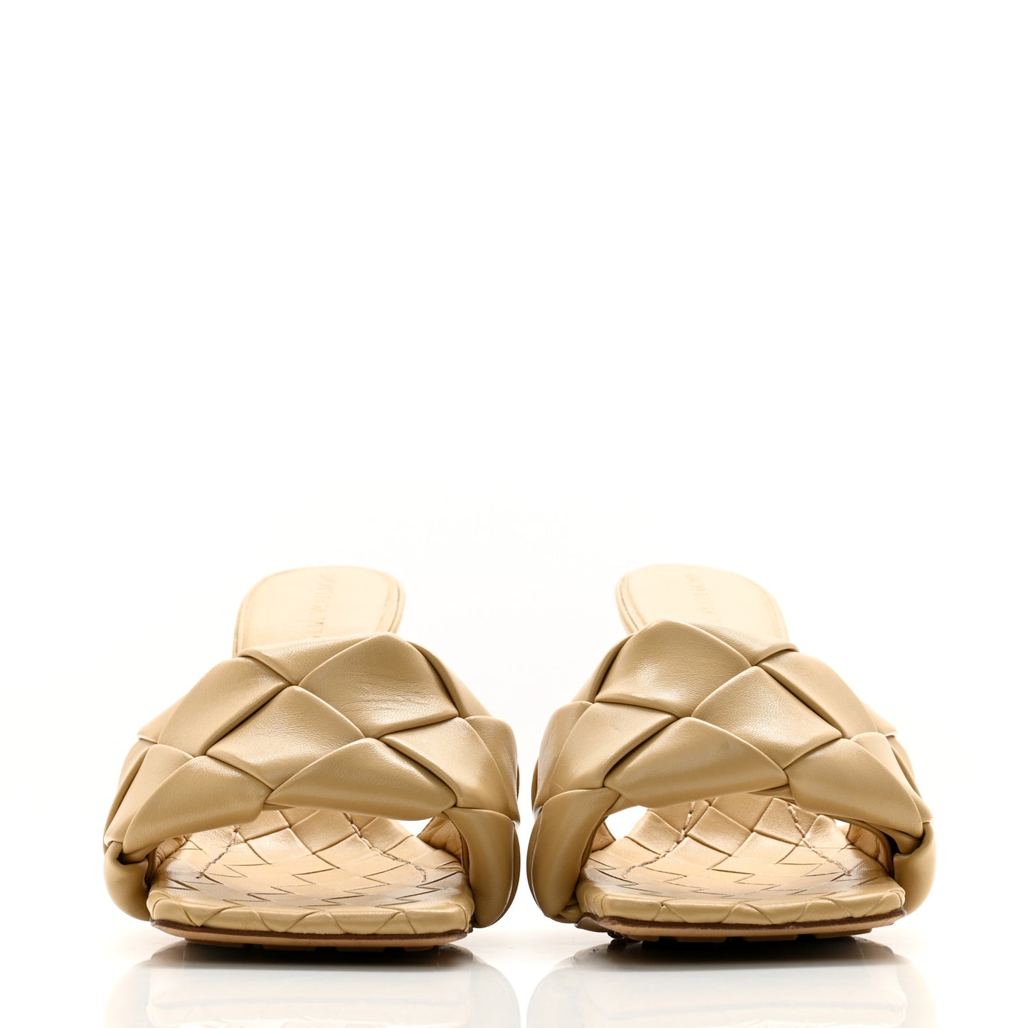 Nappa Maxi Intrecciato Lido Mule Sandals Cane Sugar 36