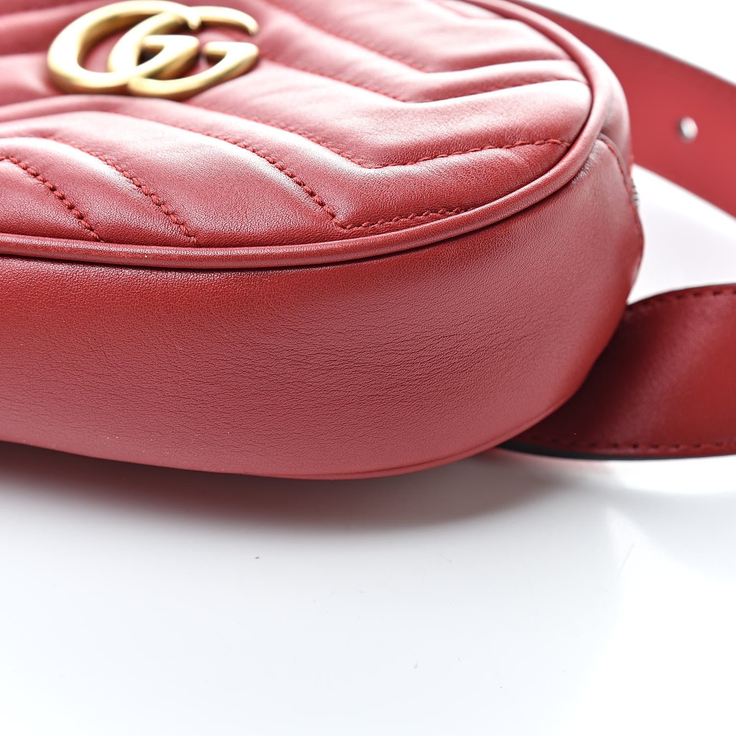 Gucci Calfskin Matelasse GG Marmont Belt Bag 75 30 Hibiscus Red 10 of 16