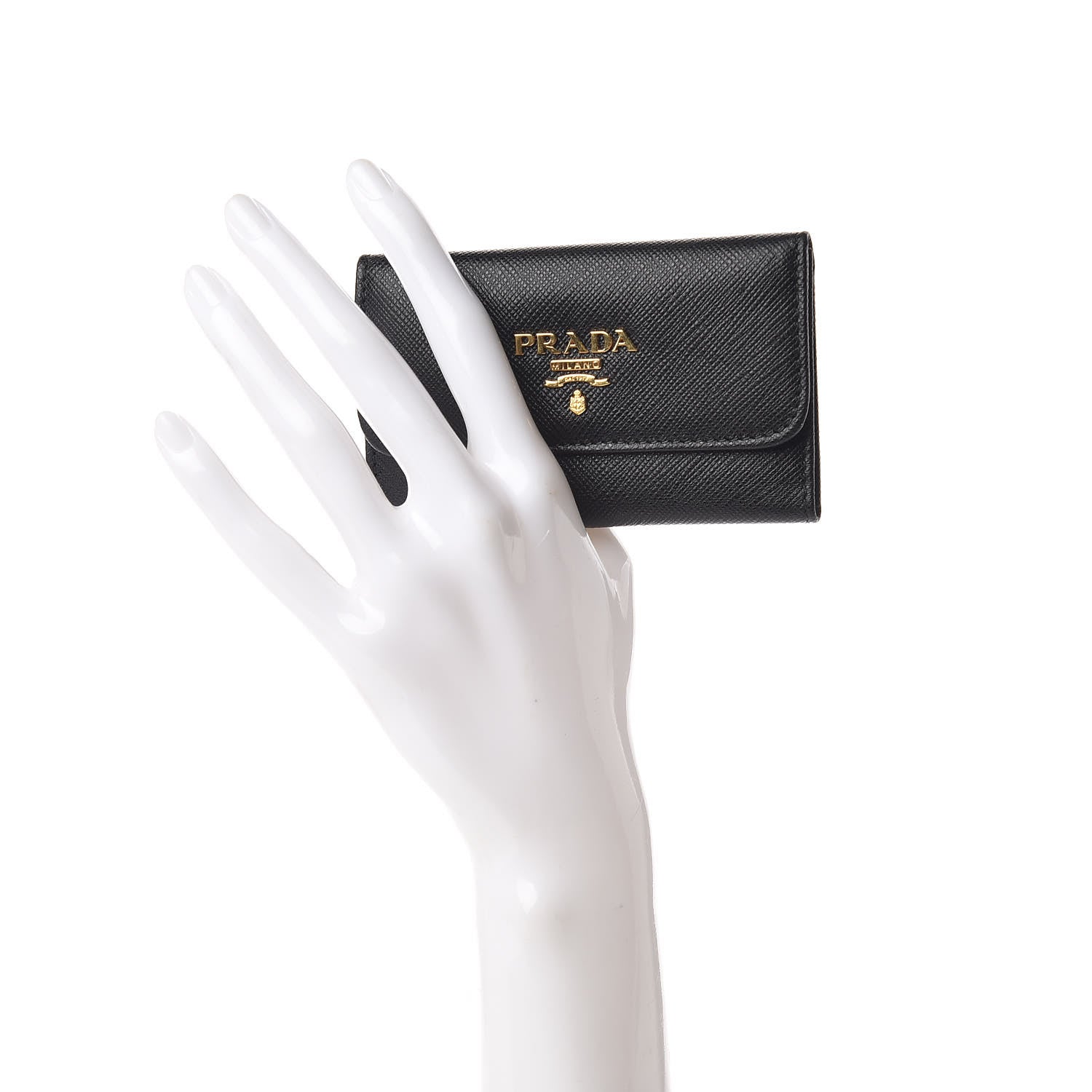 Prada Saffiano Metal 6 Key Holder Black 2 of 8