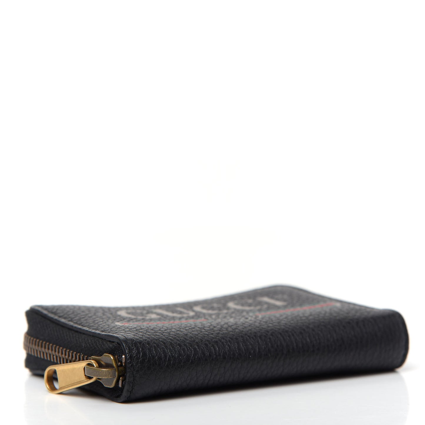 Calfskin Logo Zip Around Card Case Black