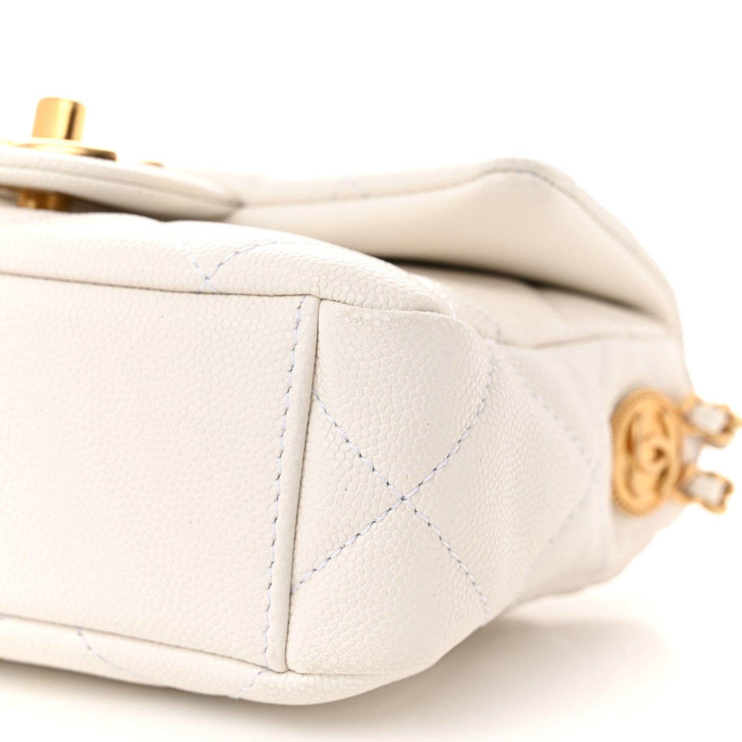 Chanel Caviar Quilted Mini Twist Your Buttons Flap White 10 of 10