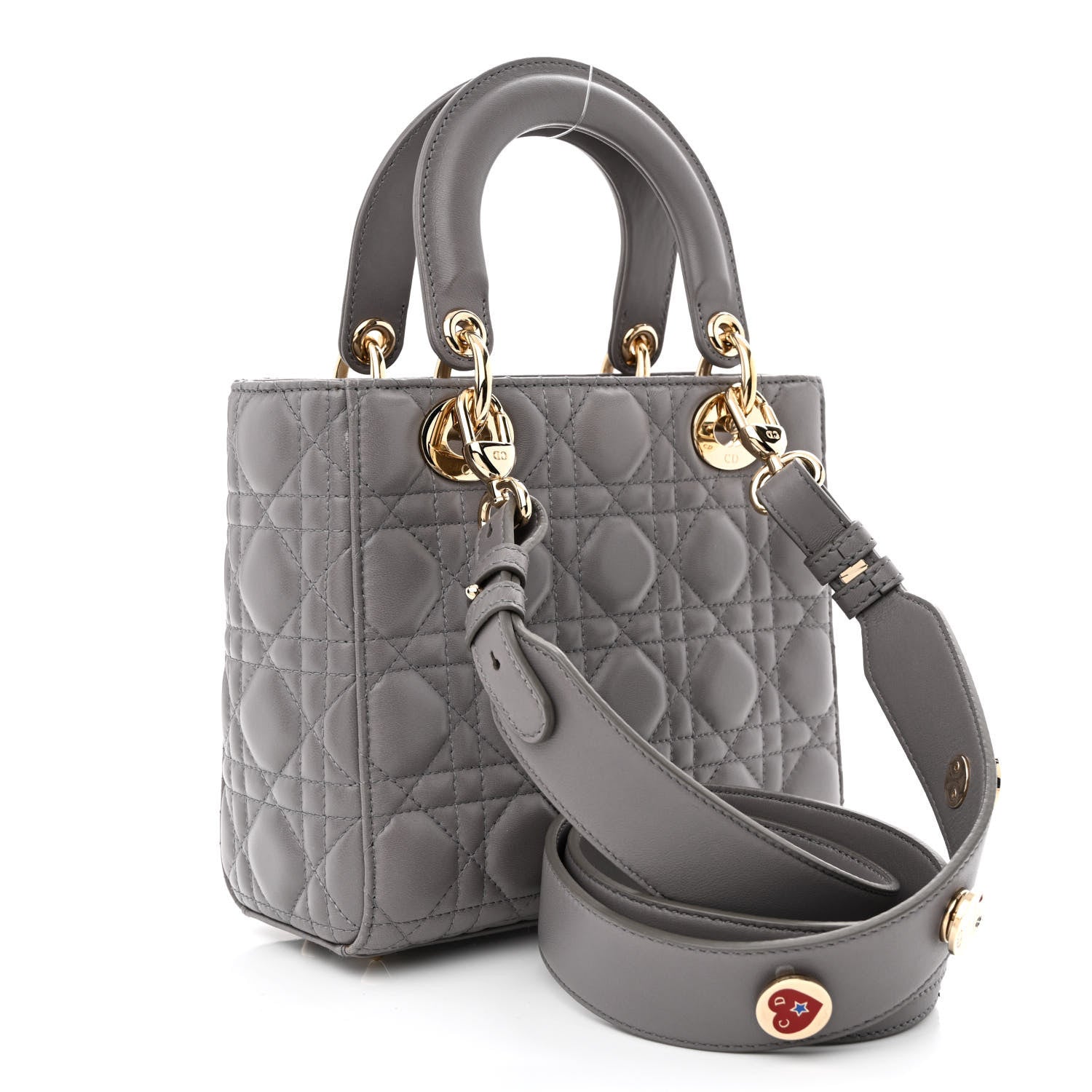 Christian Dior Lambskin Cannage Small Lucky Badges My Lady Dior Grey 3 of 10