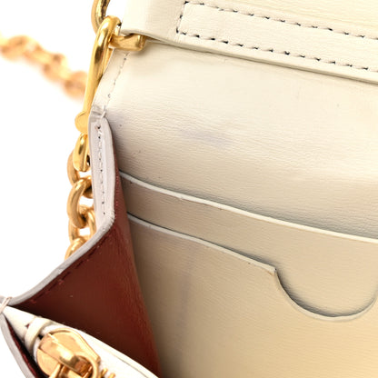 Off-White Calfskin Jitney Logo Flap Wallet On Chain White 14 of 15