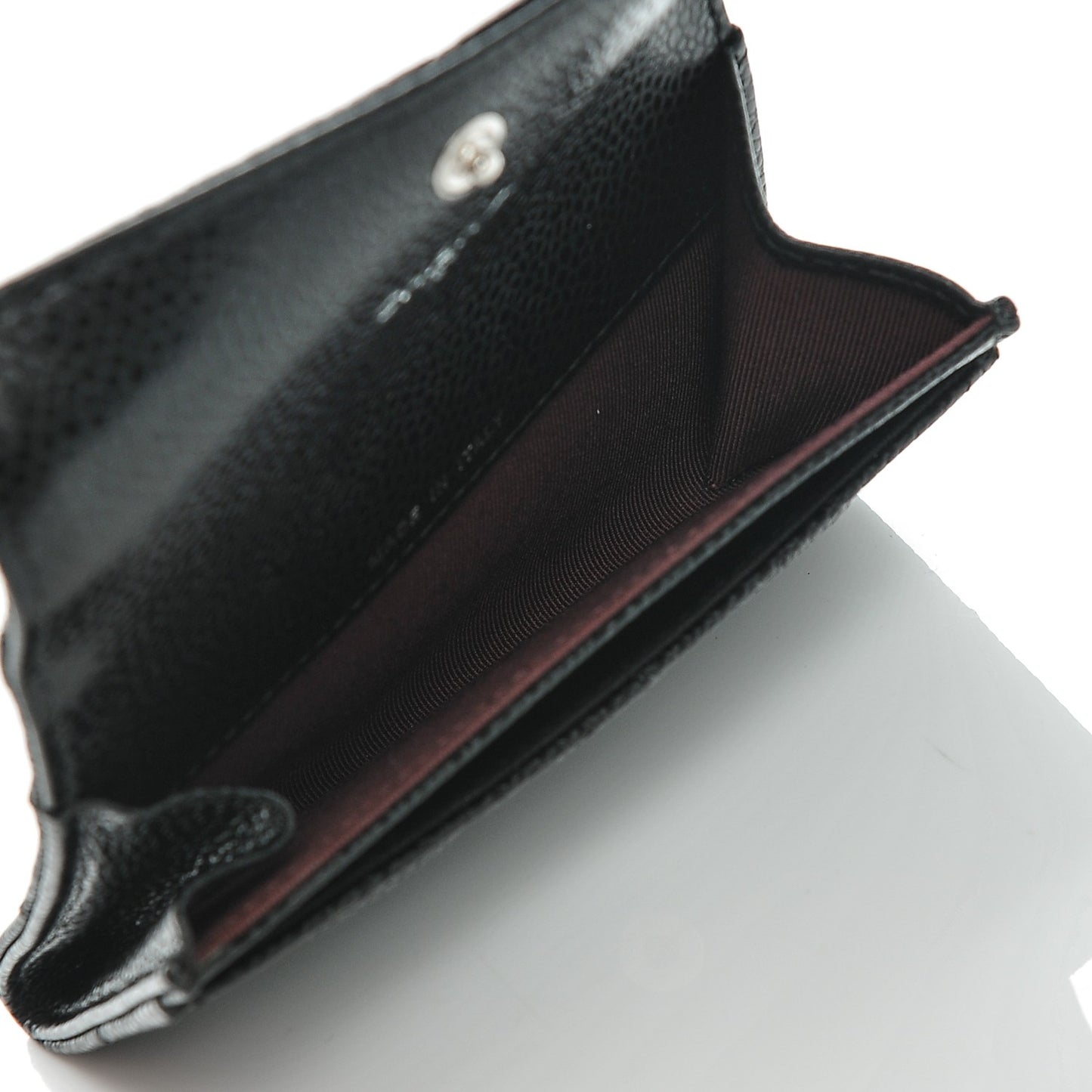 Caviar Quilted Flap Card Holder Black
