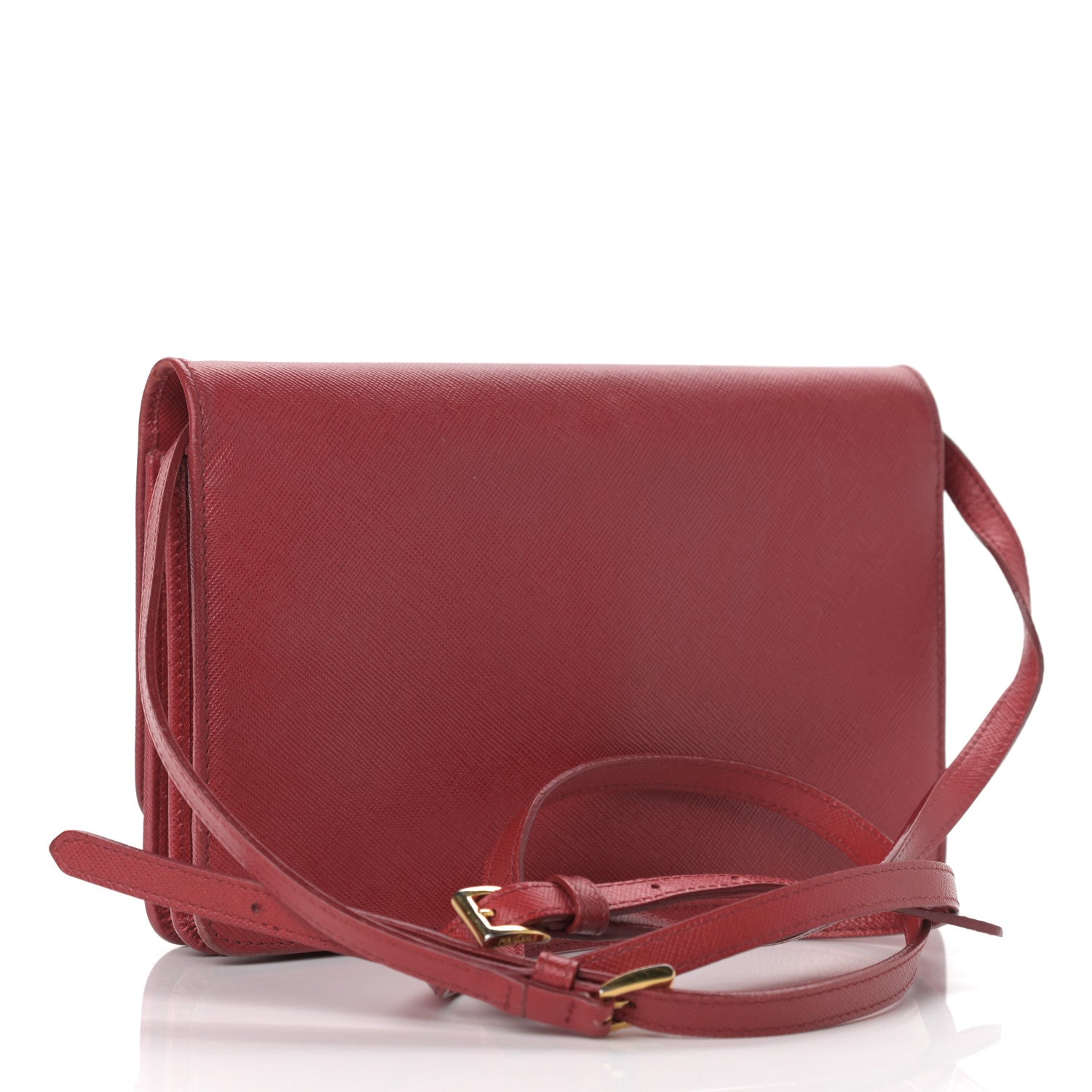 Prada Saffiano Metal Flap Wallet With Strap Fuoco 3 of 14