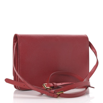 Prada Saffiano Metal Flap Wallet With Strap Fuoco 3 of 14
