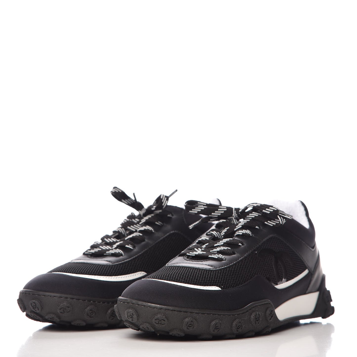 Calfskin Mesh Lycra Sneakers 41 Black