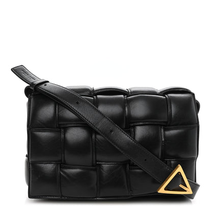 Bottega Veneta Paper Calfskin Maxi Intreccio Padded Cassette Crossbody Bag Black 1 of 9