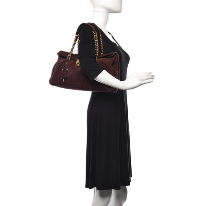 Prada Scamosciato Suede Foldover Pushlock Chain Satchel Prugna 2 of 18