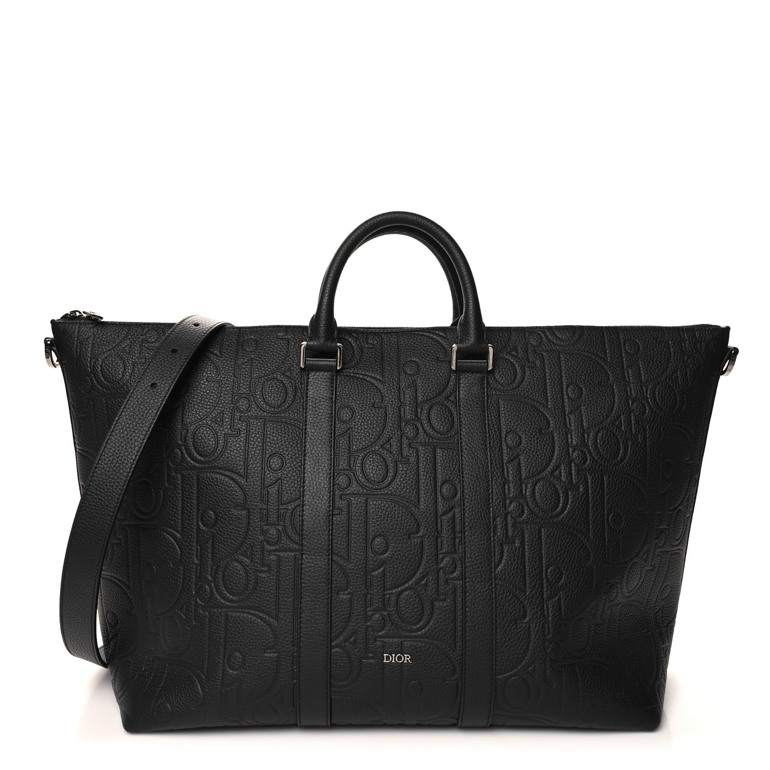 Christian Dior Grained Calfskin Embossed Dior Gravity Weekender 40 Black 1 of 11