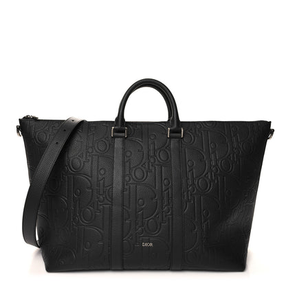 Christian Dior Grained Calfskin Embossed Dior Gravity Weekender 40 Black 1 of 11