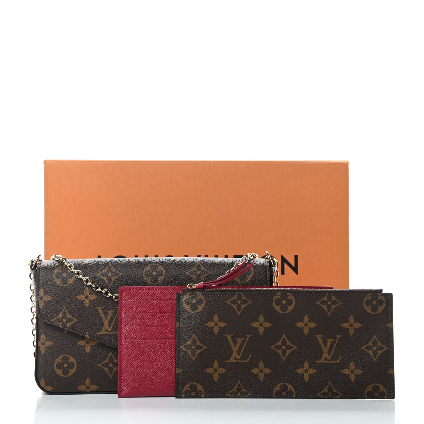Monogram Pochette Felicie Chain Wallet Fuchsia
