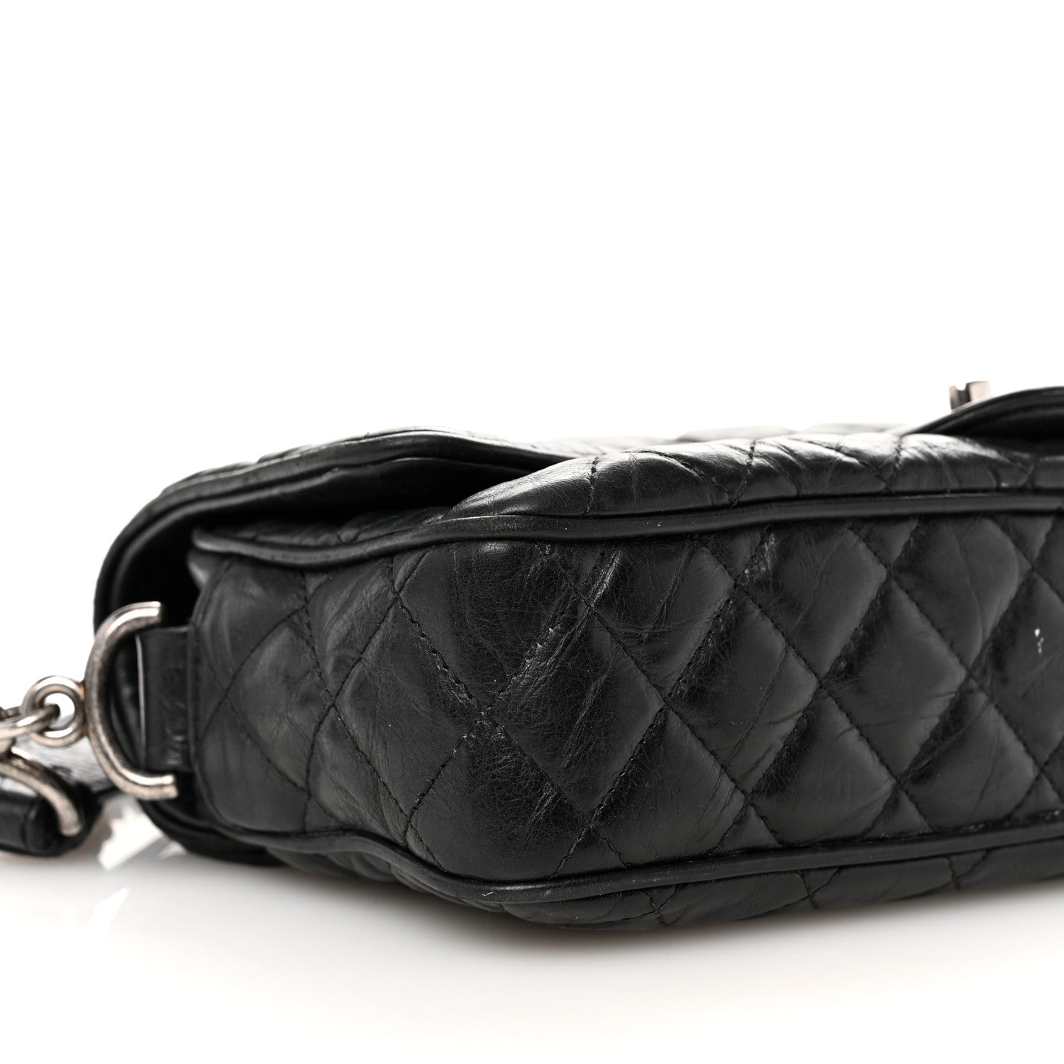 Chanel Crumpled Calfskin Quilted Medium Casual Rock Flap Black 9 of 13