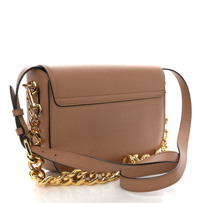 Versace Grained Calfskin La Medusa Chain Clutch Bag Brown 3 of 11
