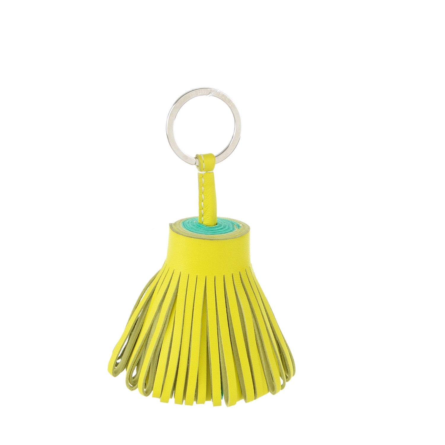 Hermes Lambskin Bi-Color Carmen Tassel Key Holder Lime Menthe 1 of 5