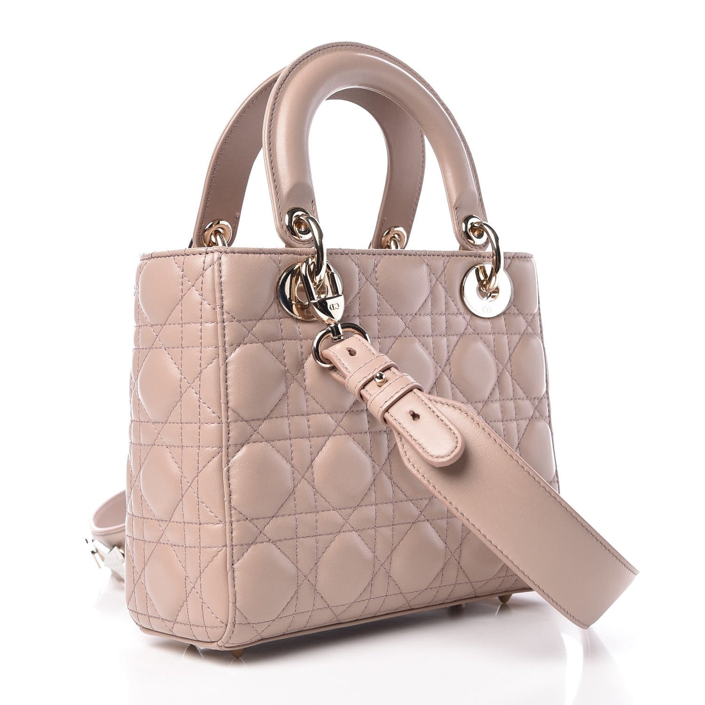 Lambskin Cannage Small Lucky Badges My Lady Dior Taupe