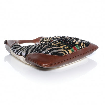 Gucci Beaded Zebra Web Large Jackie O Bouvier Hobo 4 of 7