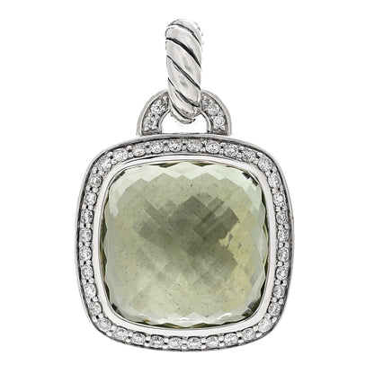 David Yurman Sterling Silver Diamond Prasiolite 14mm Albion Pendant 1 of 4
