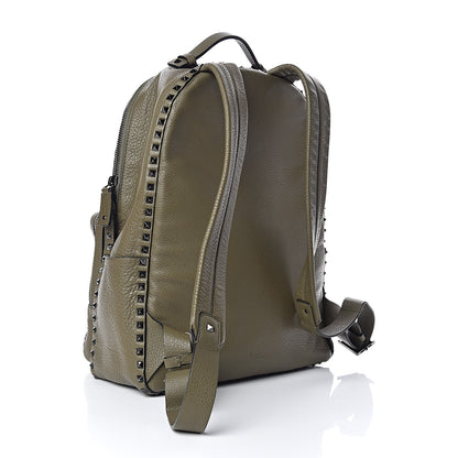 Valentino Garavani Grained Calfskin Medium Rockstud Backpack Army Green 3 of 9