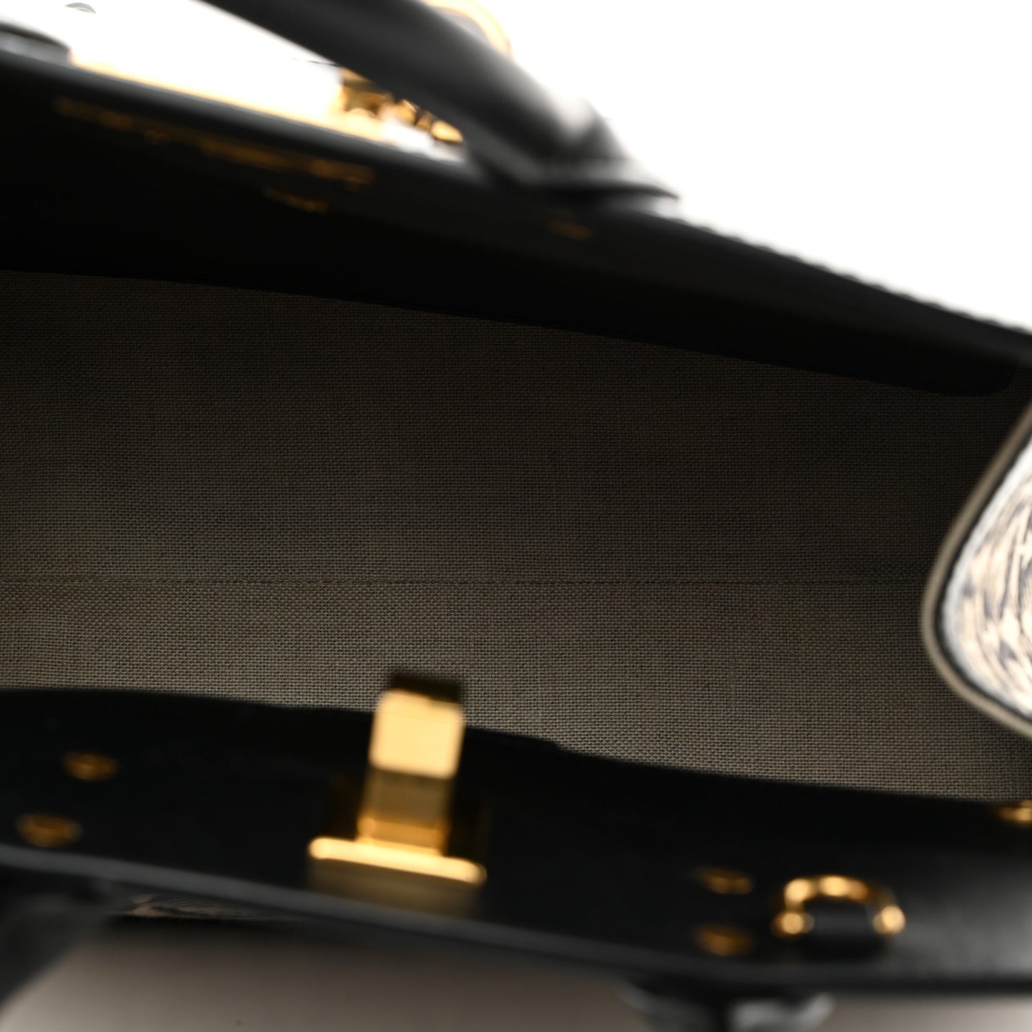 Canvas Calfskin Gancini The Studio Bag Black Beige