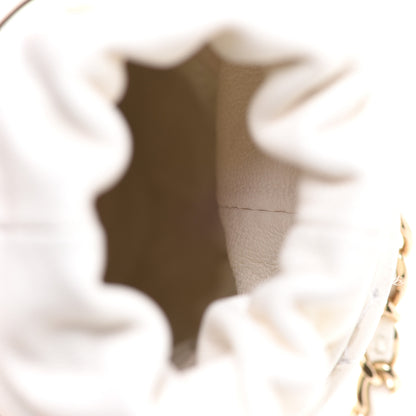 Chanel Lambskin Quilted Mini Bucket Bag With Chain White 4 of 6
