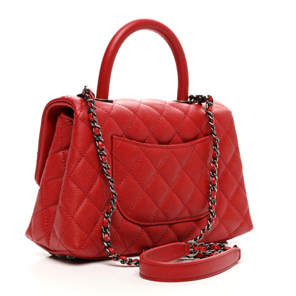 Chanel Caviar Quilted Mini Coco Handle Flap Red 3 of 10