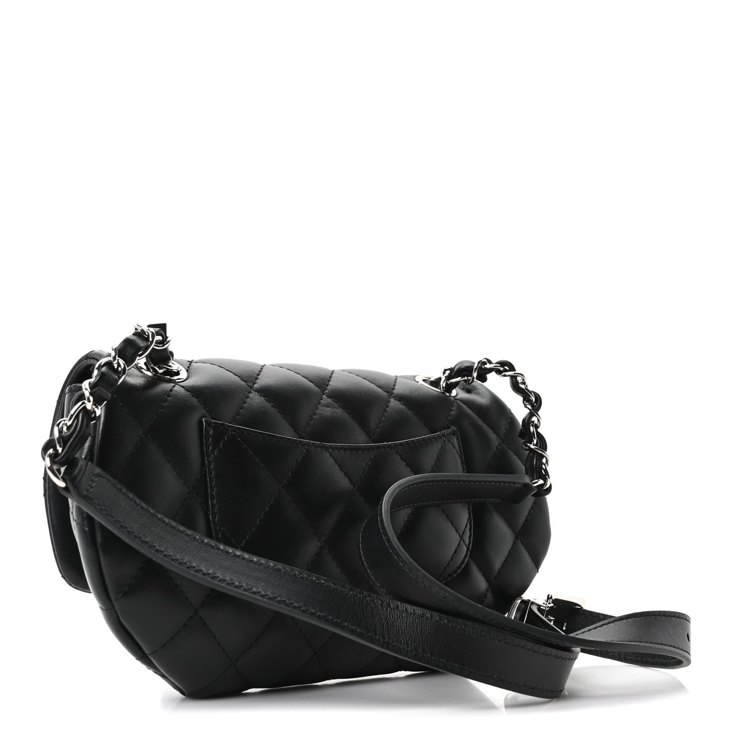 Calfskin Quilted CC Uniform Flap Belt Bag Black
