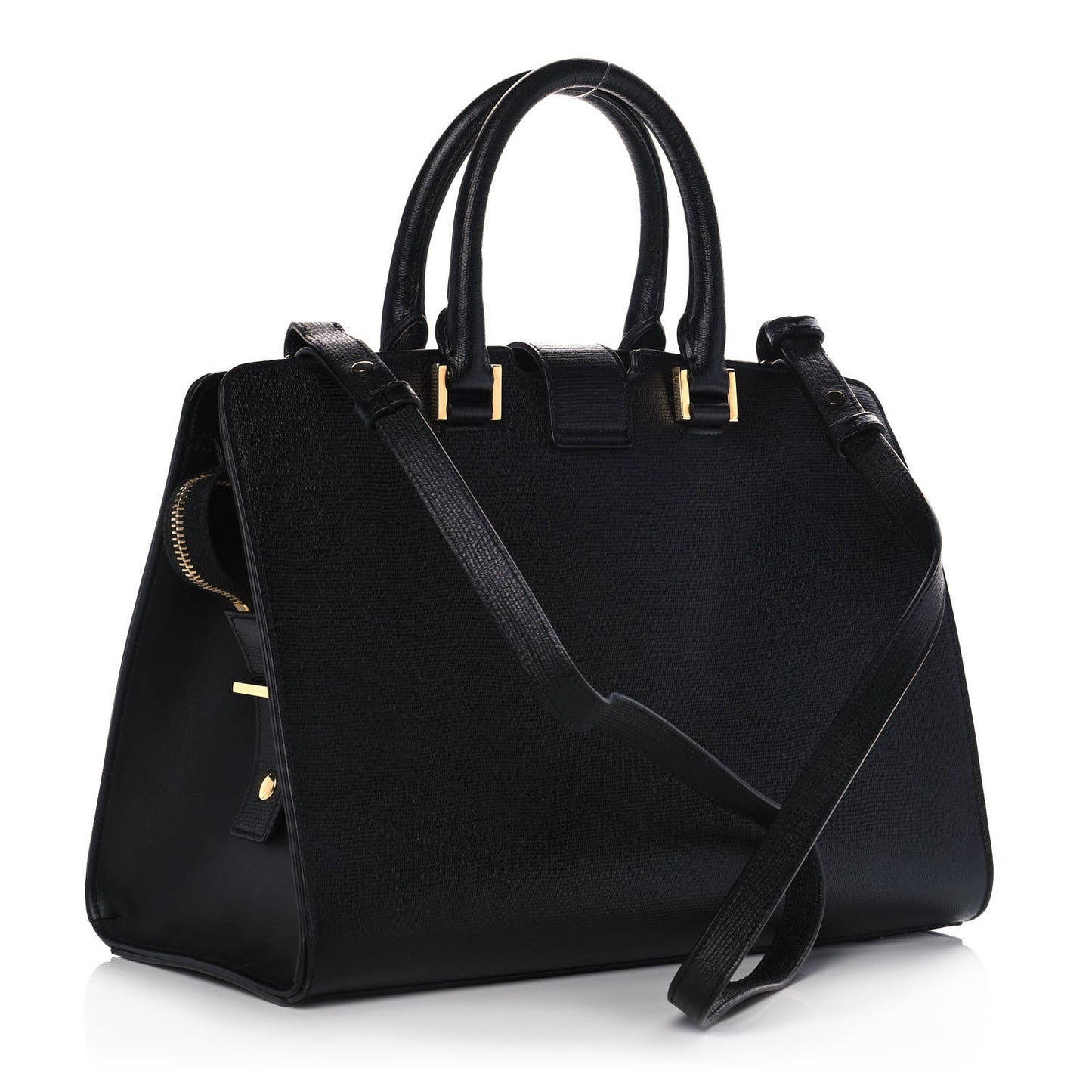 Textured Calfskin Medium Classic Y Cabas Black
