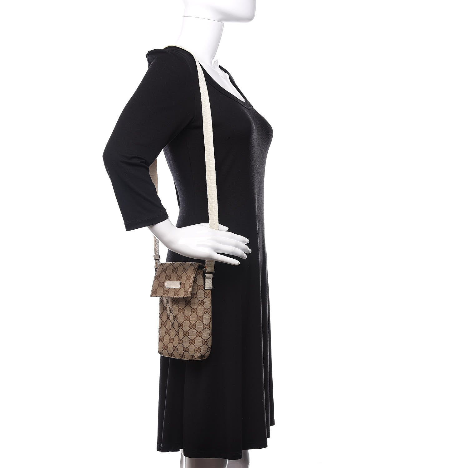 Gucci Monogram Mini Crossbody Bag Beige White 2 of 11