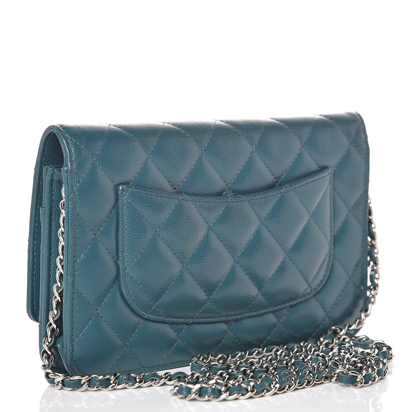 Caviar Quilted Wallet On Chain WOC Dark Turquoise