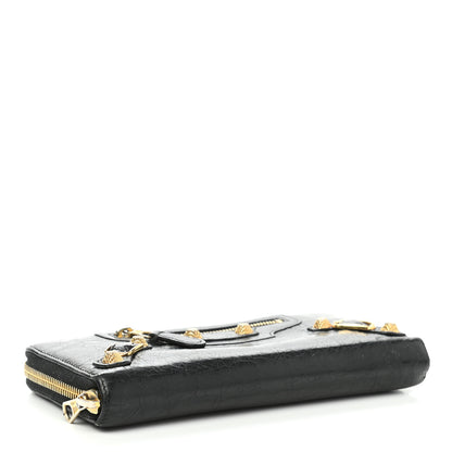 Balenciaga Agneau Giant 12 Gold Hardware Continental Zip Around Wallet Black 4 of 12