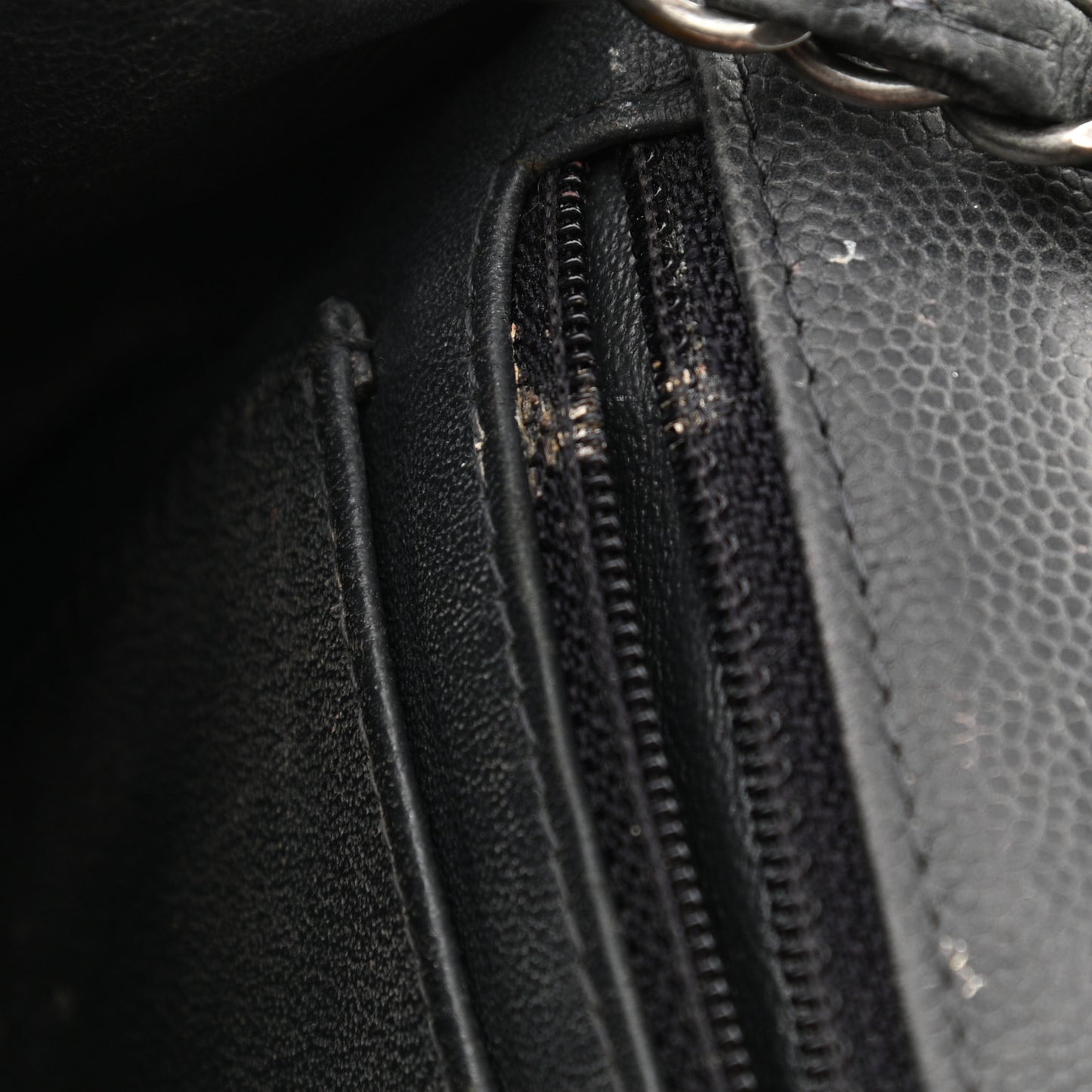 Washed Caviar Quilted Mini Rectangular Flap Charcoal
