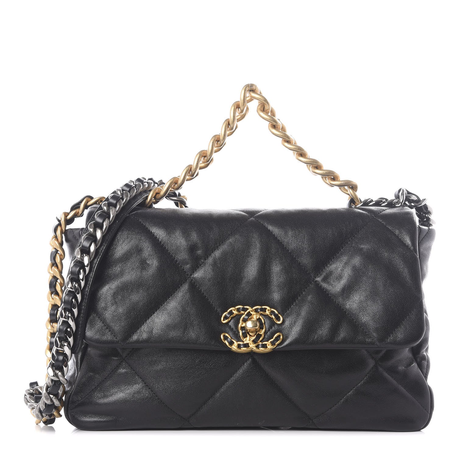 Chanel Goatskin Quilted Large 19 Flap Black 1 of 9