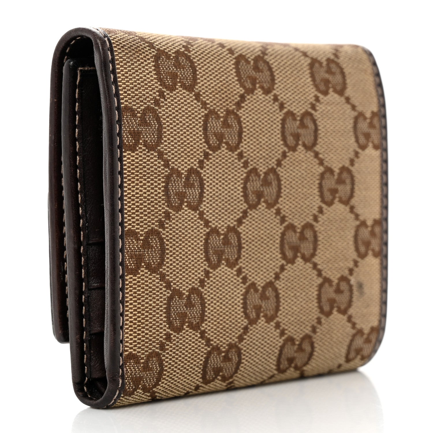 Gucci Monogram Britt Tri Fold Wallet Dark Brown 3 of 14