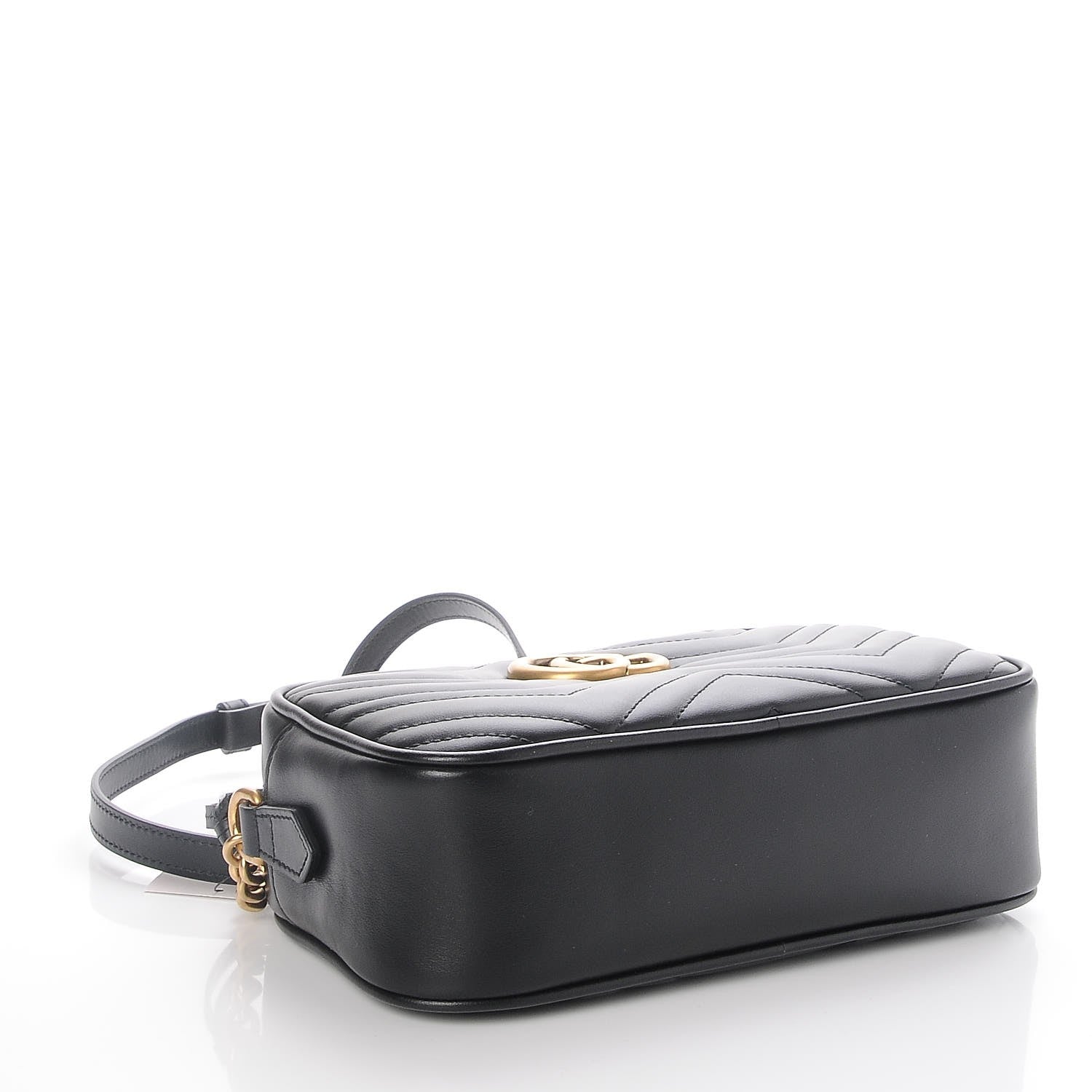 Gucci Calfskin Matelasse Small GG Marmont Chain Shoulder Bag Black 4 of 8