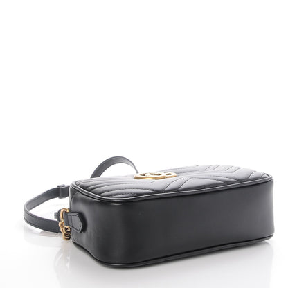 Gucci Calfskin Matelasse Small GG Marmont Chain Shoulder Bag Black 4 of 8