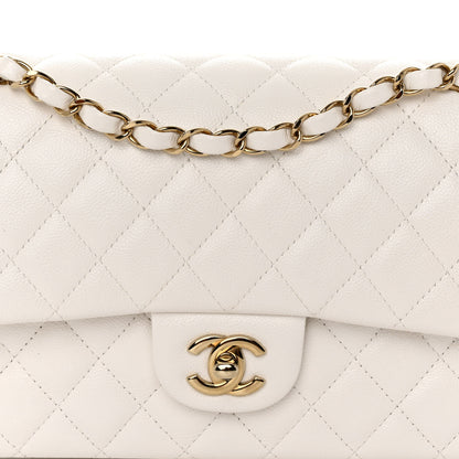 Chanel Caviar Quilted Medium Double Flap White 8 of 11