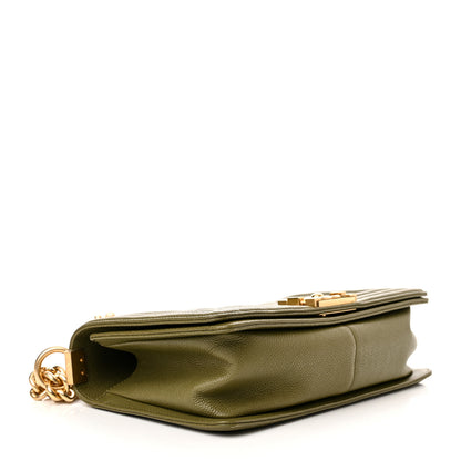 Chanel Caviar Quilted Medium Boy Flap Khaki 4 of 10