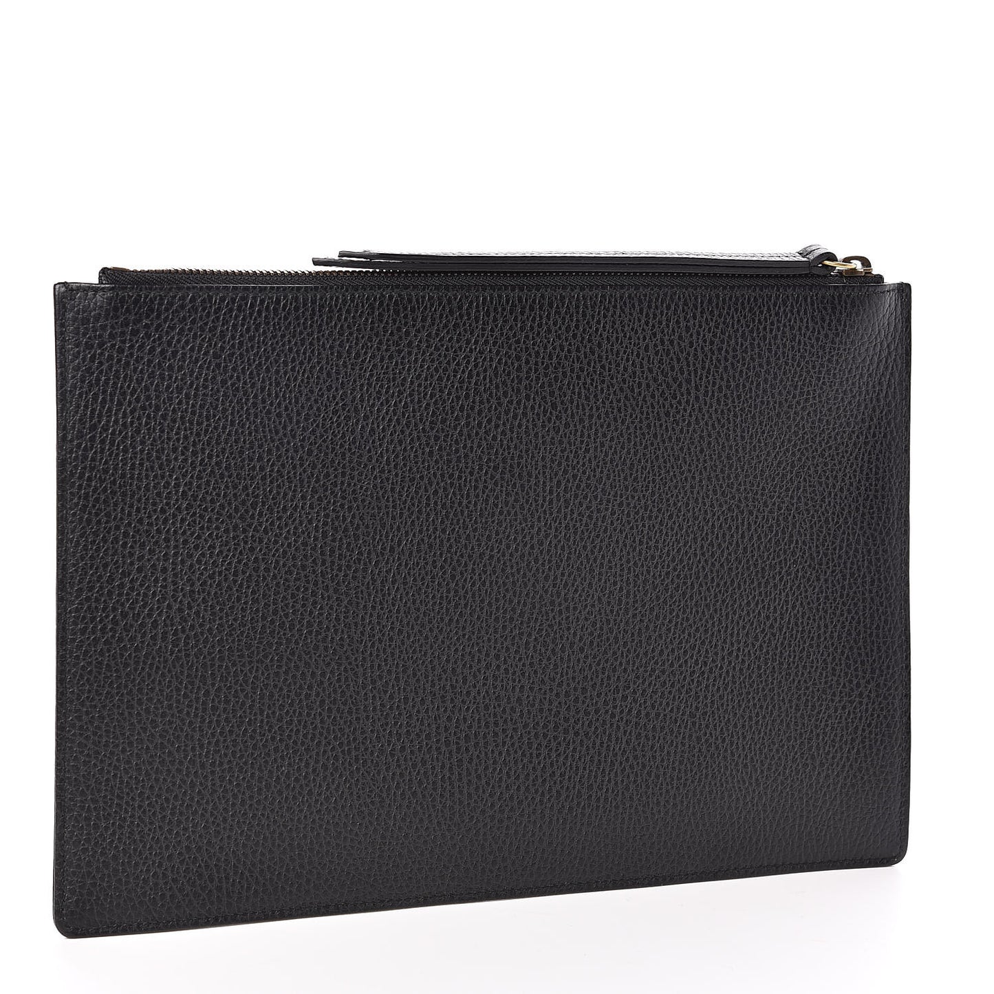 Pebbled Calfskin Butterfly Zip Pouch Black