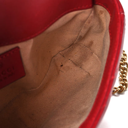 Gucci Calfskin Matelasse Super Mini GG Marmont Shoulder Bag Hibiscus Red 14 of 15