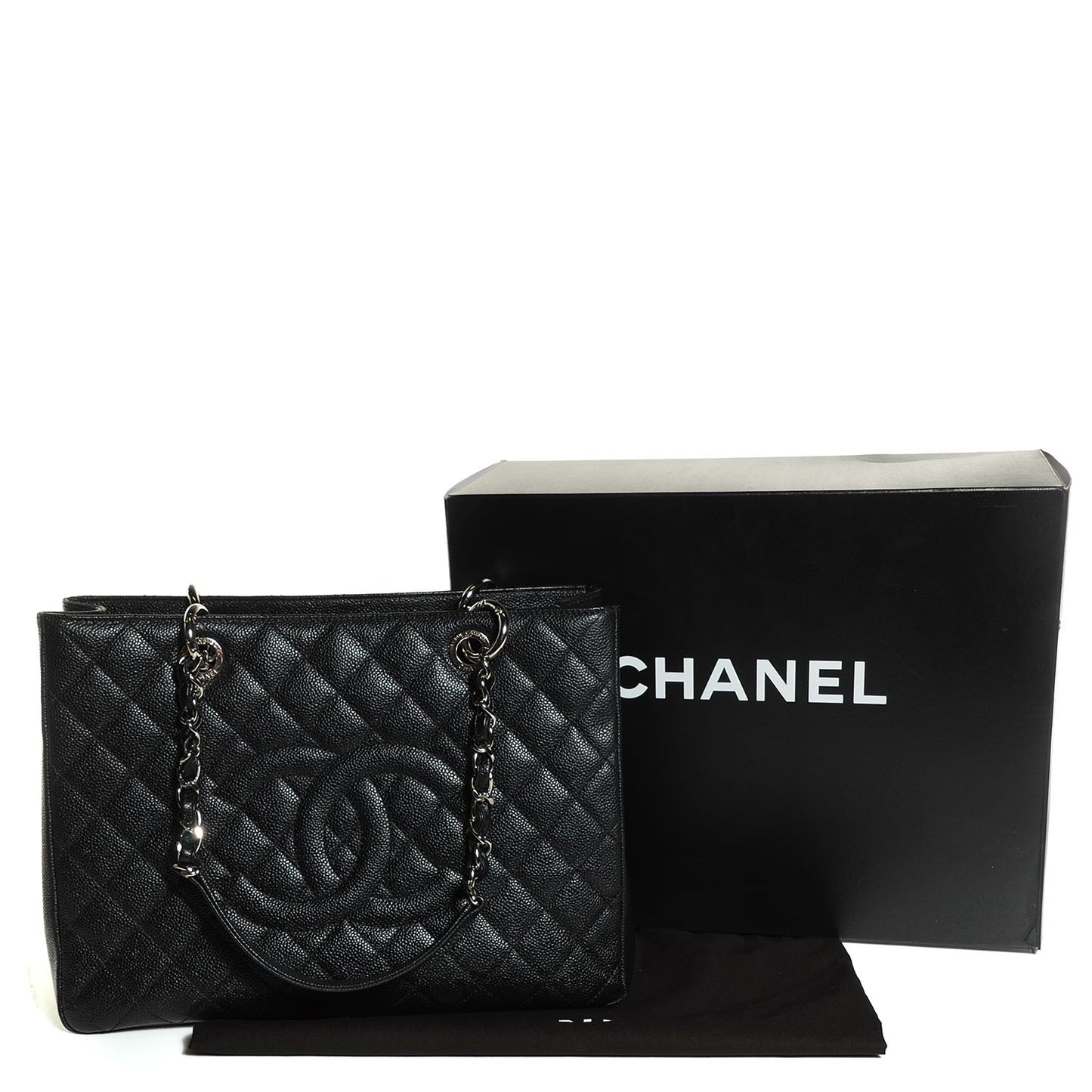Caviar Quilted Grand Shopping Tote GST Black