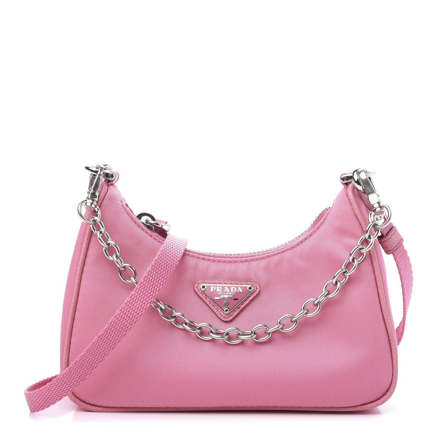 Prada Tessuto Nylon Saffiano Mini Re-Edition 2000 Shoulder Bag Begonia 1 of 10
