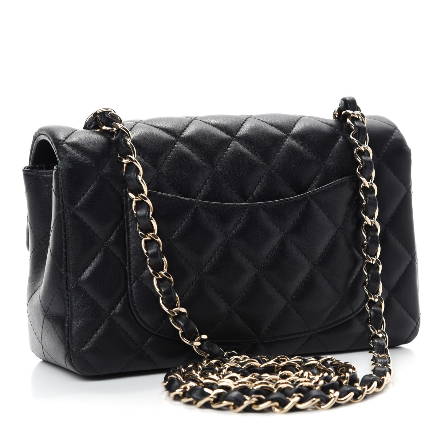 Lambskin Quilted Mini Rectangular Flap Black