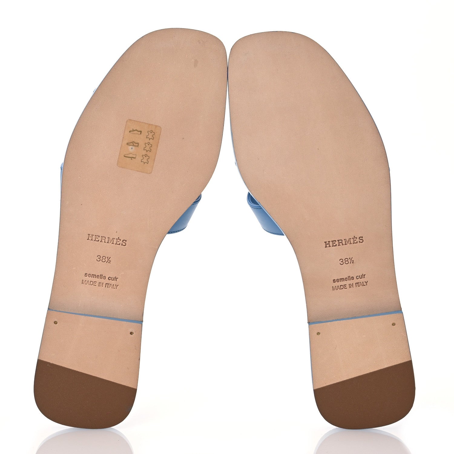 Hermes Box Calfskin Oran Sandals 38.5 Bleu Cameo 6 of 12