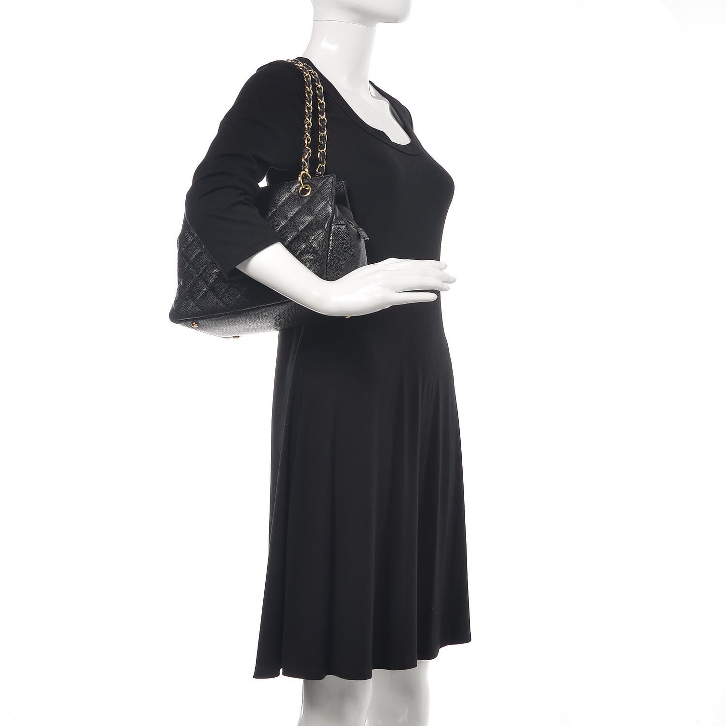 Caviar Quilted Petit Timeless Tote PTT Black