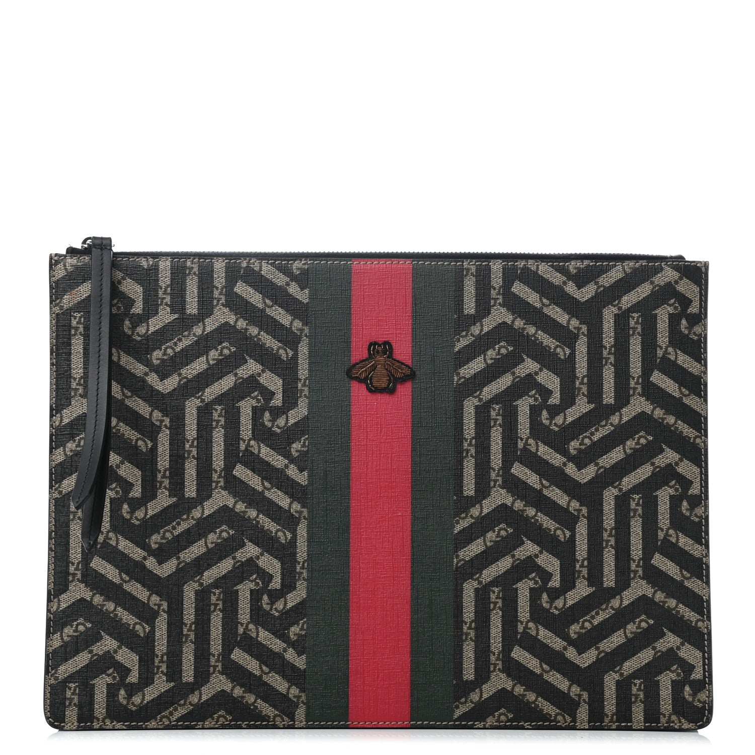 Gucci GG Supreme Monogram Caleido Web Medium Documents Holder Beige Black 1 of 10